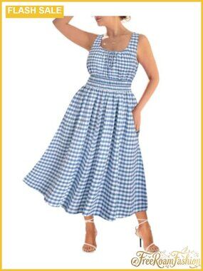 Plus Size Boho Maxi Dress Spaghetti Strap Square Neck Beach Sundress Sleeveless